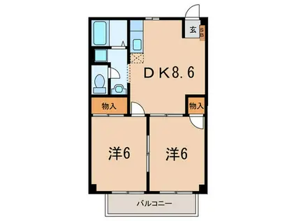 ロイヤルハイツII(2DK/2階)の間取り写真