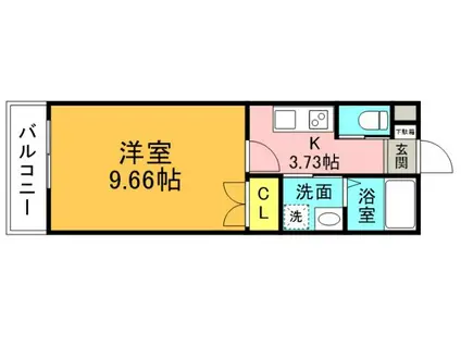 M・テラス上安B棟(1K/1階)の間取り写真