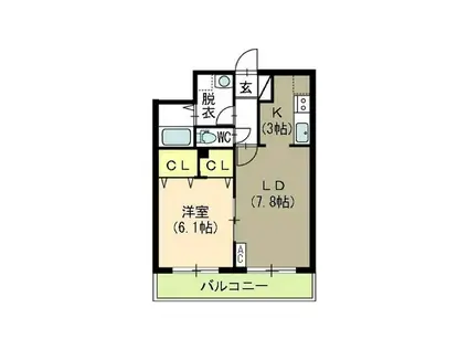 ソワール(1LDK/2階)の間取り写真