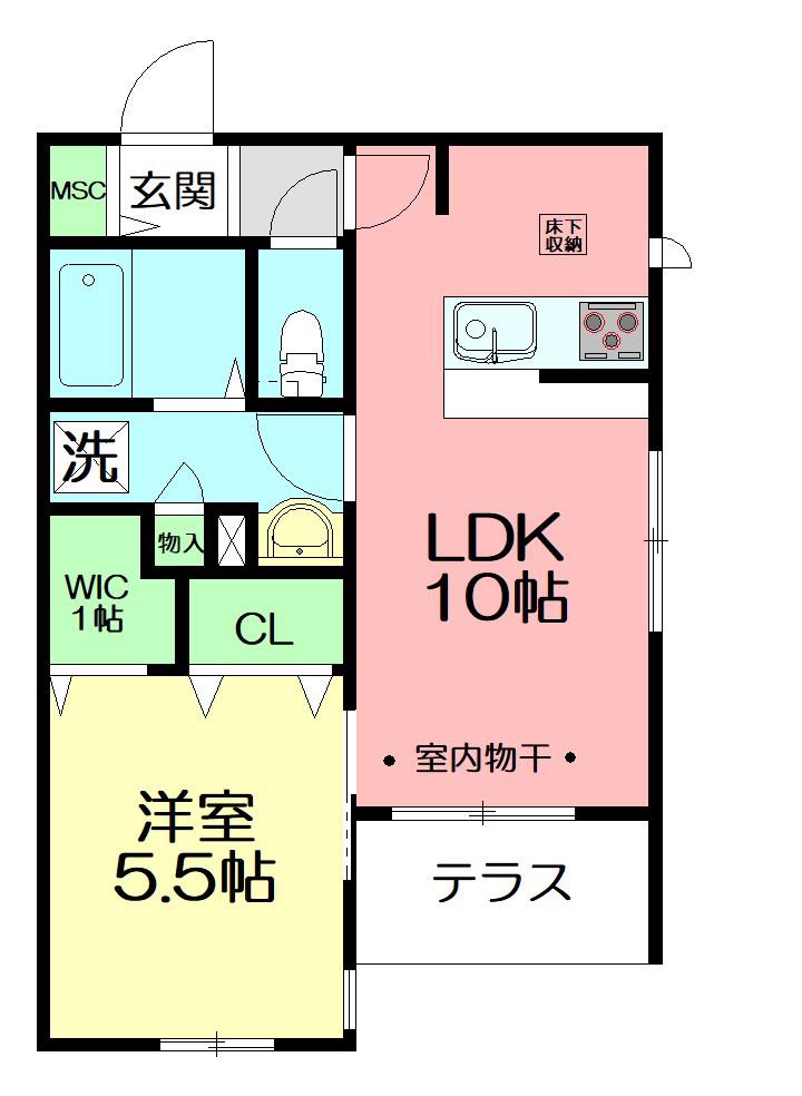 シャローヒルズ小町(1LDK/1階)の間取り写真