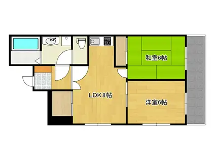 MARUYA BLDG.3(2LDK/5階)の間取り写真