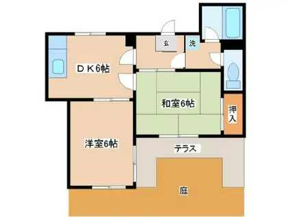 旭が丘伸和ハイツ(2DK/1階)の間取り写真