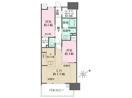 ザ・広島フロント(2LDK/3階)の間取り写真