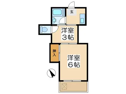 サンセイコーポ(2K/1階)の間取り写真