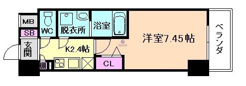 JMFレジデンス大阪福島(1K/13階)の間取り写真
