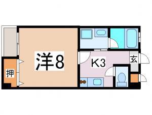 ビバリーヒルズ(1K/2階)の間取り写真