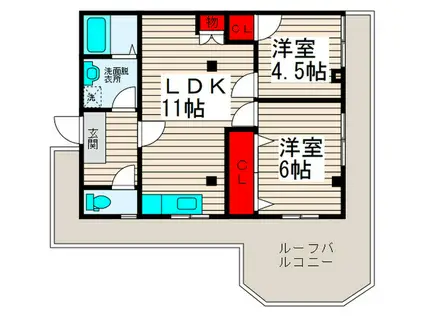 コーポ征十(2LDK/3階)の間取り写真