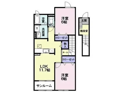 ジラソーレ(2LDK/2階)の間取り写真