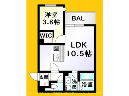 CRECIA片野II(1LDK/3階)の間取り写真