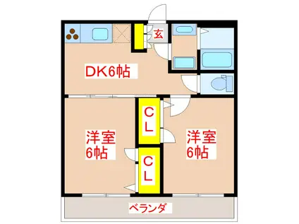 さくらヒルズ唐湊壱番館(2DK/5階)の間取り写真