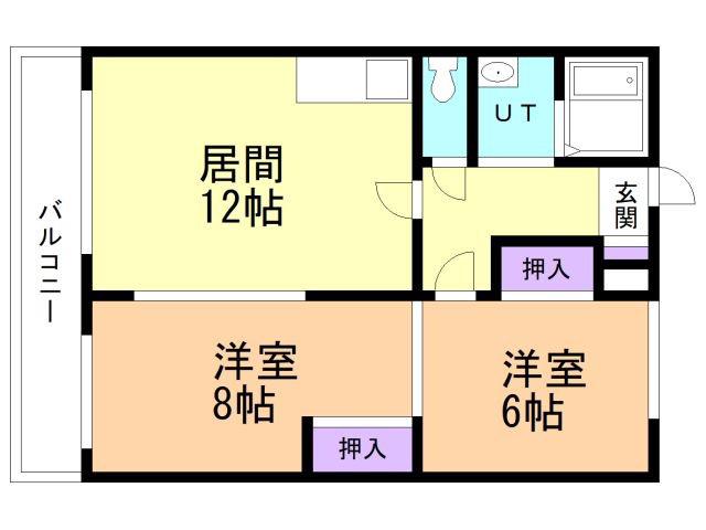 メゾンドホーク(2LDK/2階)の間取り写真