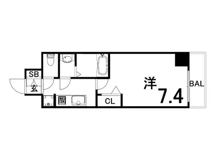 ファーストフィオーレ尼崎グランウエスト(1K/15階)の間取り写真