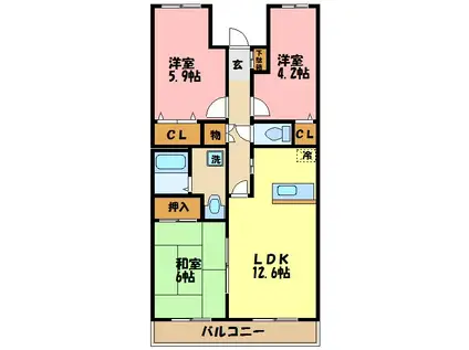 クライン デァ・ベルク II(3LDK/1階)の間取り写真