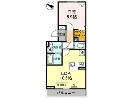 フィラエ 103(1LDK/1階)の間取り写真