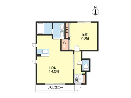 MASTCOURT鳴神(1LDK/1階)の間取り写真