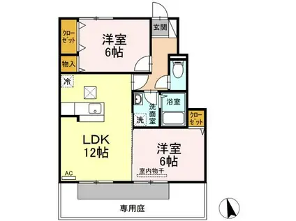 セジュールグランモア(2LDK/1階)の間取り写真