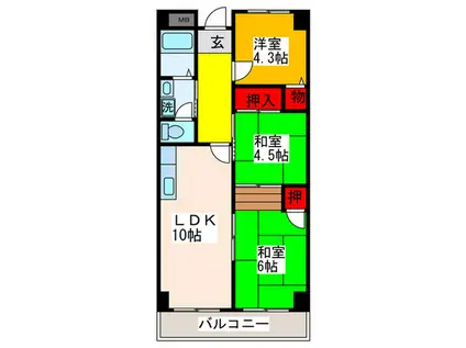 エクセル上小阪(3LDK/6階)の間取り写真