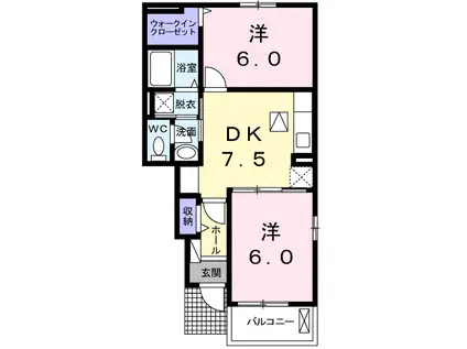 マーチ・グレイス弐番館 B(2DK/1階)の間取り写真