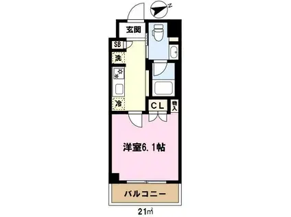 アゼスト川口(1K/1階)の間取り写真