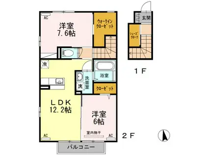 タマリスク(2LDK/2階)の間取り写真