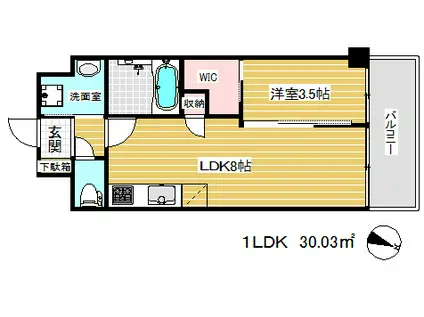 ケーエムエス新生水木通(1LDK/2階)の間取り写真