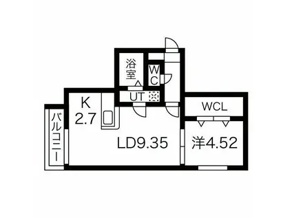 ソミューム大空公園(1LDK/2階)の間取り写真
