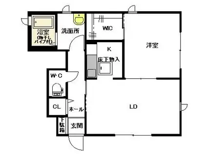プレミール E棟(1LDK/1階)の間取り写真