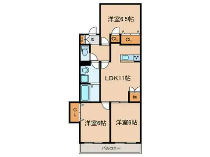 ベルティス塚口(3LDK/1階)の間取り写真