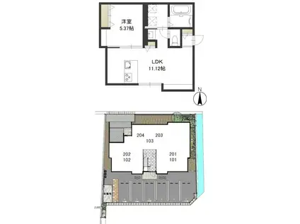 レガール原尾島(1LDK/1階)の間取り写真