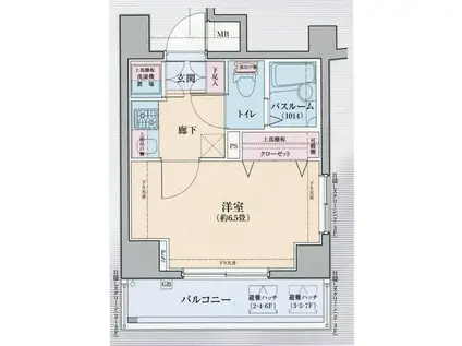 ロアール長原(1K/6階)の間取り写真