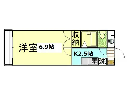 ベーネパラッツォアキ2(1K/2階)の間取り写真