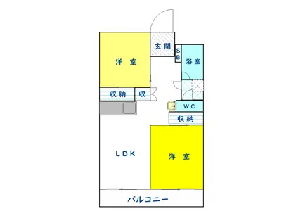 高崎・ヴィレッヂ(2LDK/2階)の間取り写真