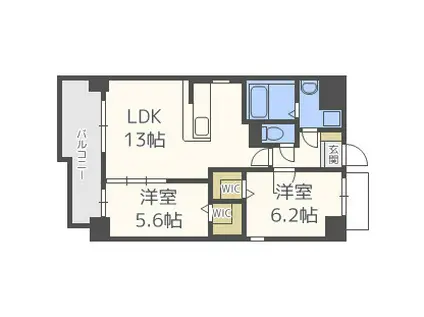 ファーストポイント東比恵(2LDK/2階)の間取り写真