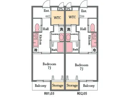 アルチザン(1K/1階)の間取り写真