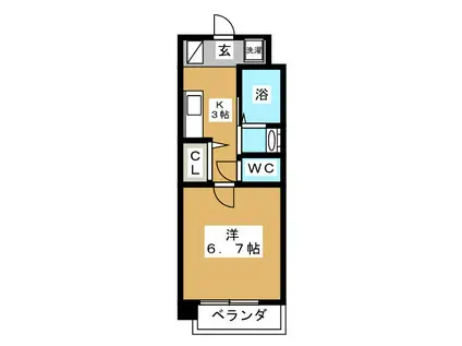 横浜元町ガーデン16(1K/3階)の間取り写真