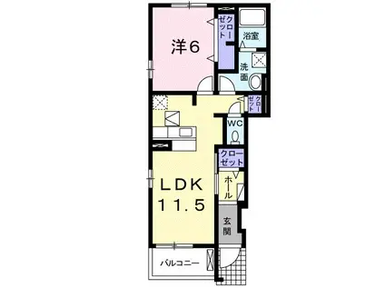 ルミエール 足次町 1LDK(1LDK/1階)の間取り写真