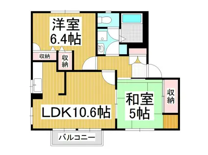 フォンティーヌ・サワI(2LDK/2階)の間取り写真