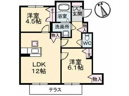 シャーメゾン光 I(2LDK/1階)の間取り写真