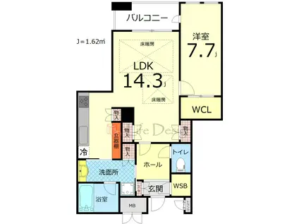 Dグラフォート大阪N.Y.タワーHIGOBASHI(1LDK/7階)の間取り写真