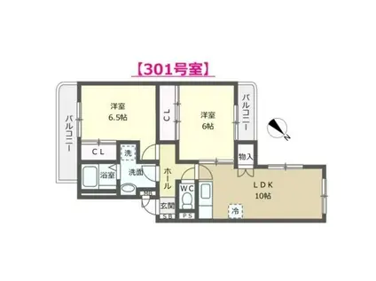 メゾンYOU(2LDK/3階)の間取り写真