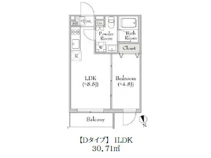 テラブリック南大井 200(1LDK/4階)の間取り写真