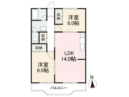 高松南ハイツ(2LDK/4階)の間取り写真