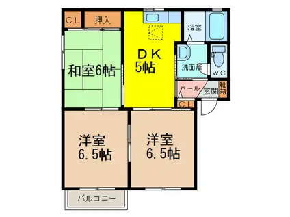 エクセレント川副(3DK/2階)の間取り写真