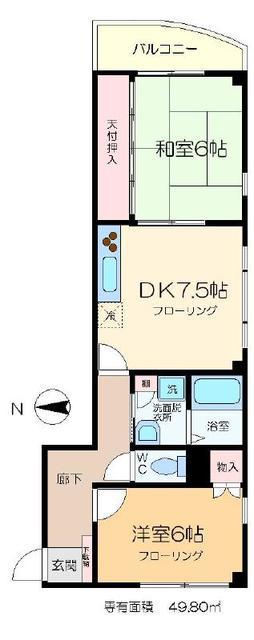 リバーコート(2DK/2階)の間取り写真