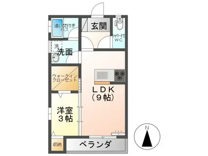 テューネットK(1LDK/1階)の間取り写真