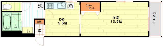 プリエールケイエム(1DK/5階)の間取り写真
