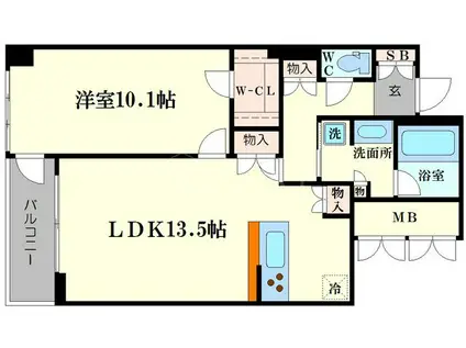 アルグラッドザ・タワー心斎橋(1LDK/28階)の間取り写真