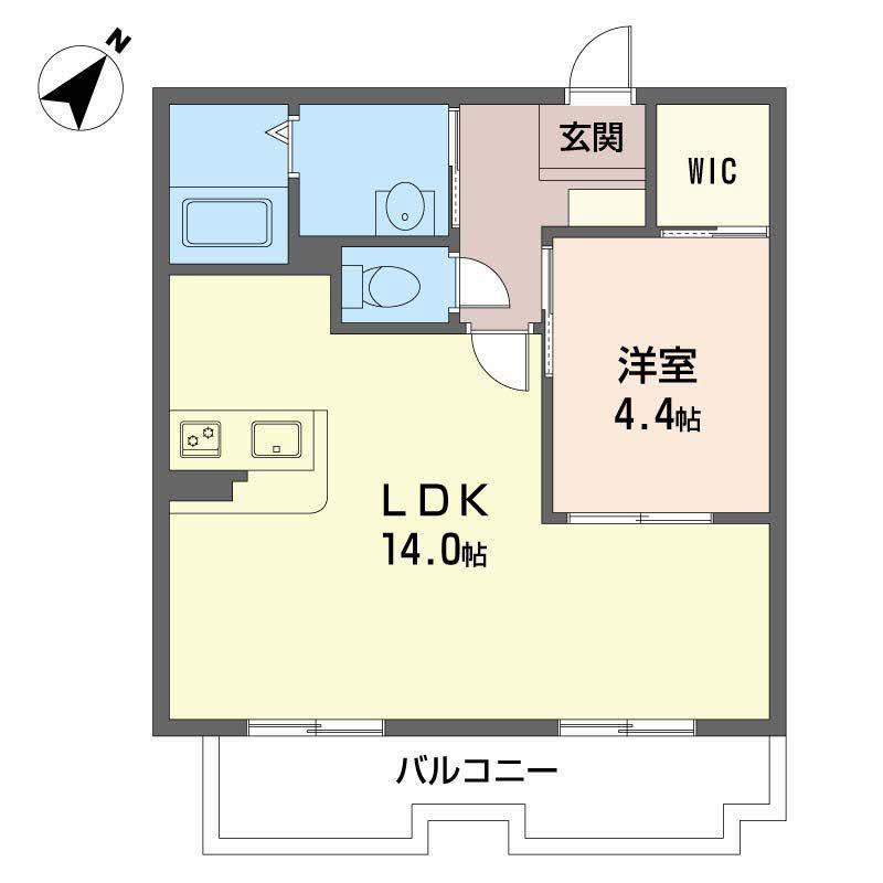 NFツインズB棟(1LDK/1階)の間取り写真