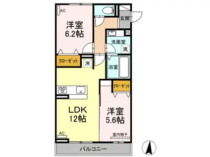 ブルーローズ(2LDK/3階)の間取り写真