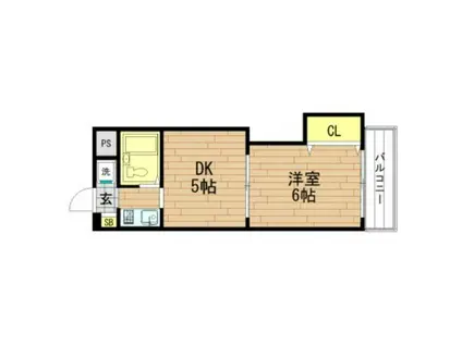 レナジア舎利寺(2K/2階)の間取り写真